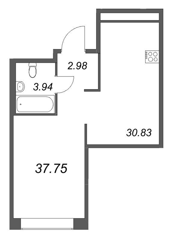Планировка: Студия, 37,8 м², 23 838 087 ₽