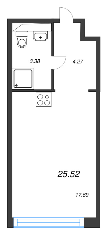 Планировка: Студия, 25,6 м², 21 000 000 ₽