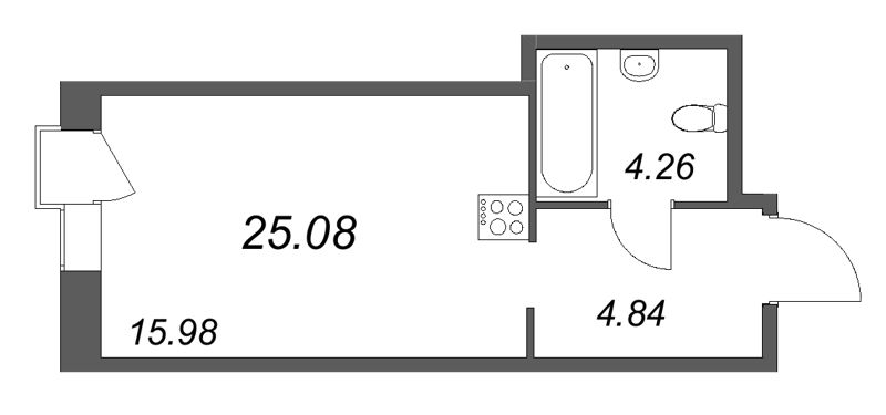 Планировка: Студия, 25,1 м², 22 648 039 ₽