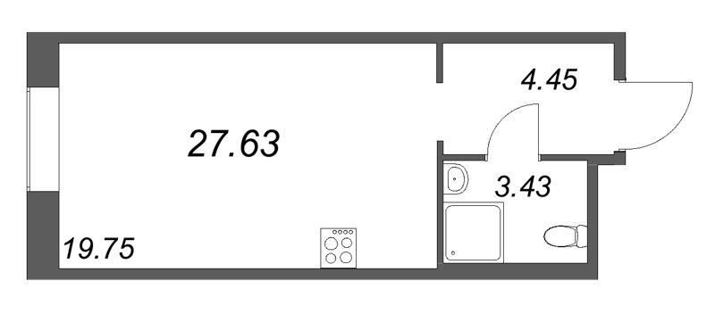 Планировка: Студия, 27,6 м², 18 086 266 ₽