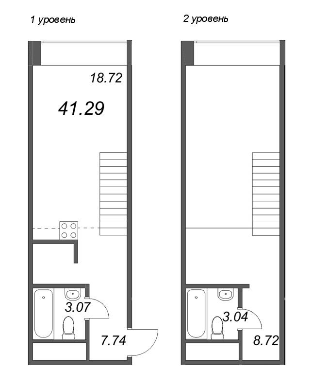 Планировка: 2 ккв (Евро), 41,4 м², 27 349 681 ₽