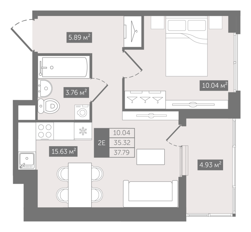 Планировка: 2 ккв (Евро), 37,8 м², 22 281 740 ₽