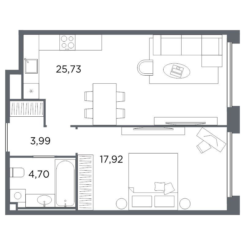 Планировка: 2 ккв (Евро), 52,3 м², 24 118 272 ₽