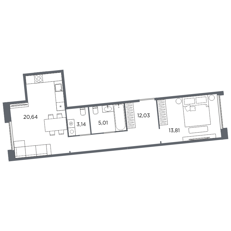 Планировка: 2 ккв (Евро), 54,6 м², 26 790 552 ₽