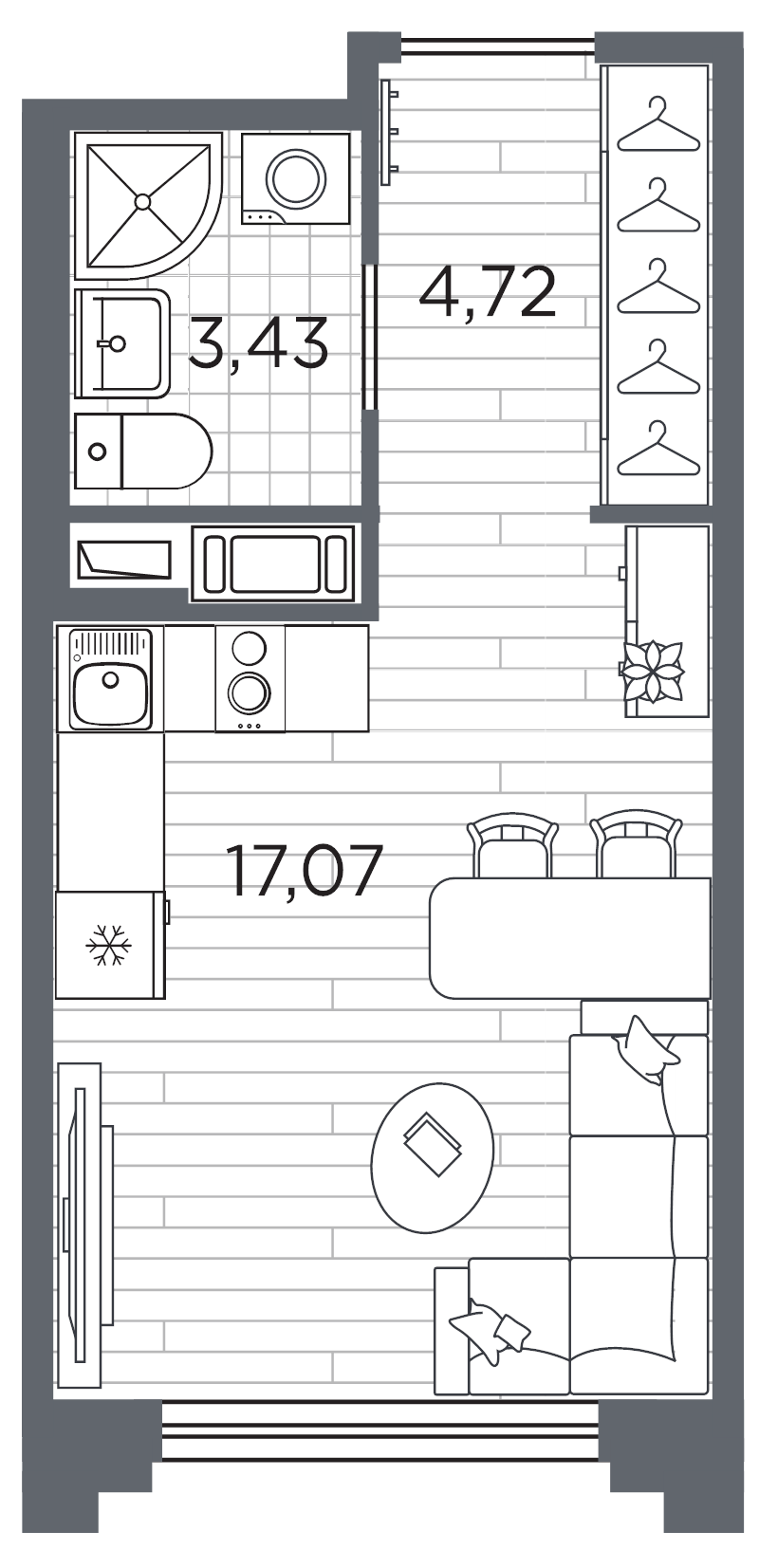 Планировка: Студия, 25,2 м², 14 159 063 ₽