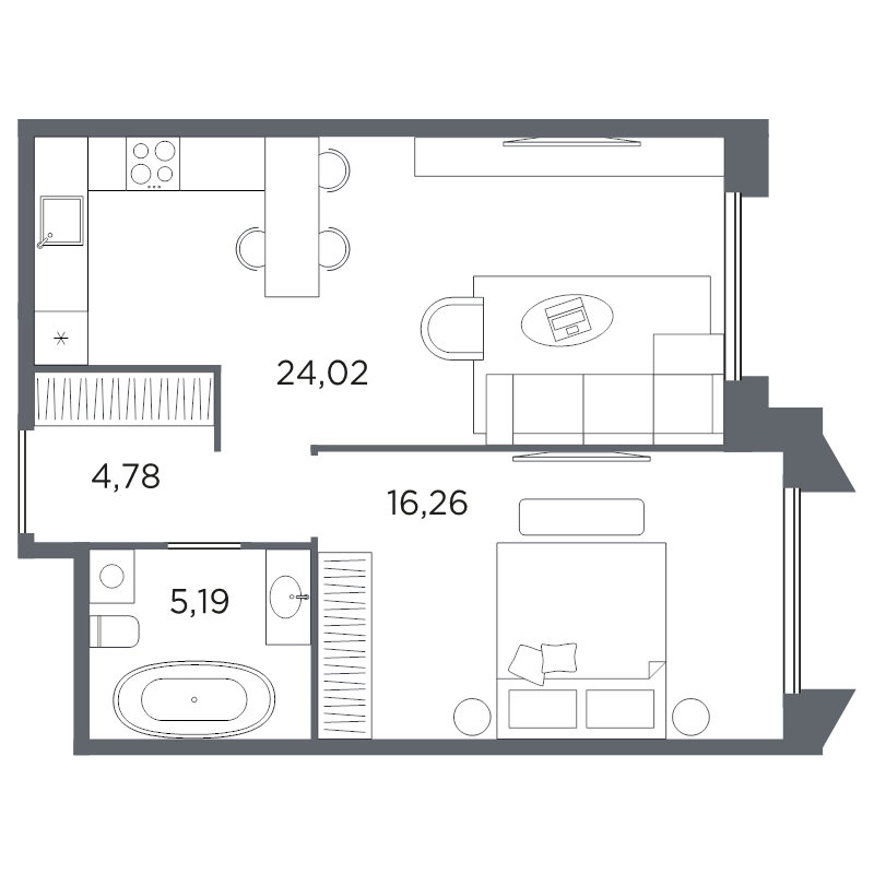 Планировка: 2 ккв (Евро), 50,3 м², 23 155 200 ₽