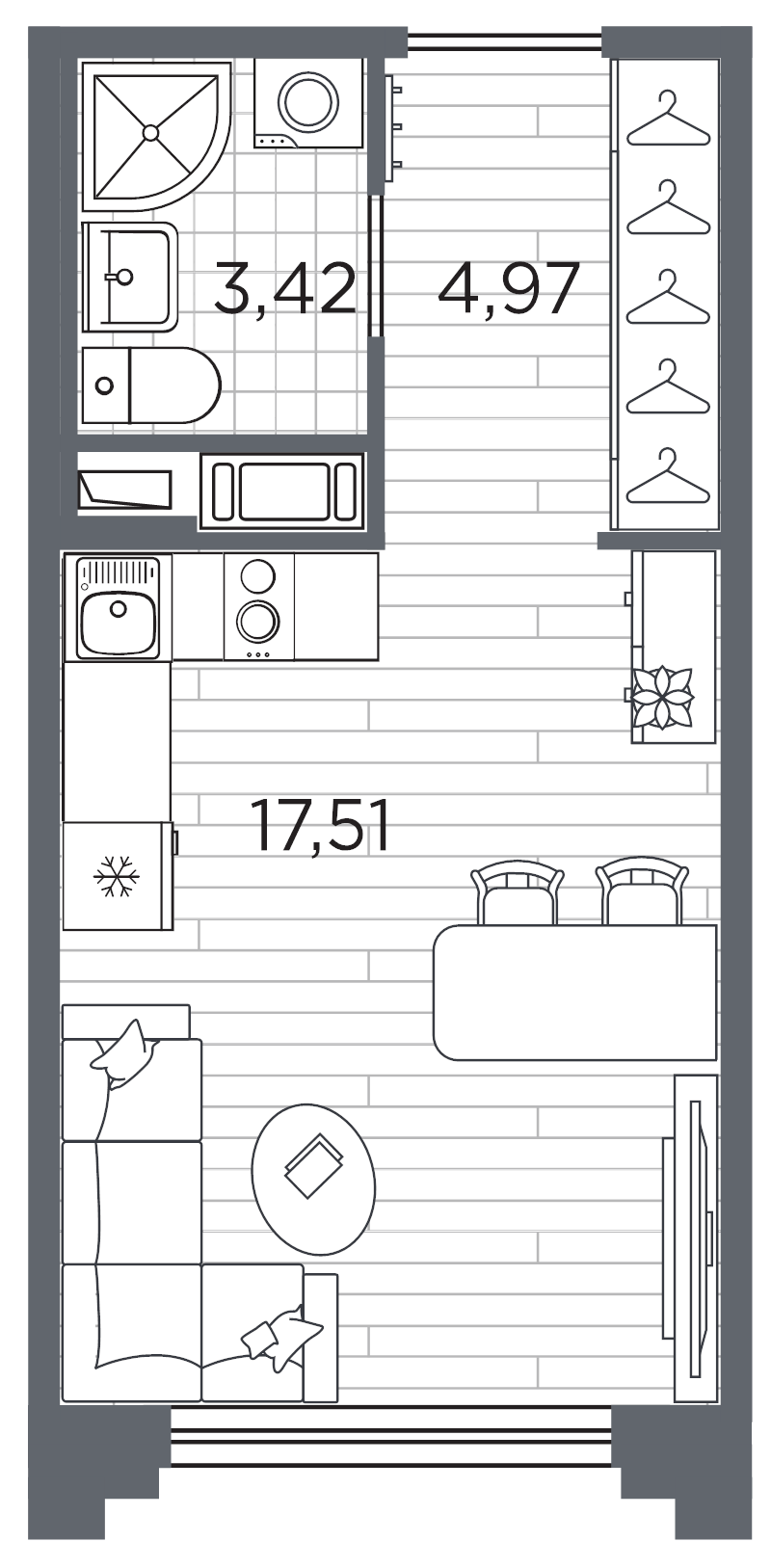 Планировка: Студия, 25,9 м², 14 414 023 ₽
