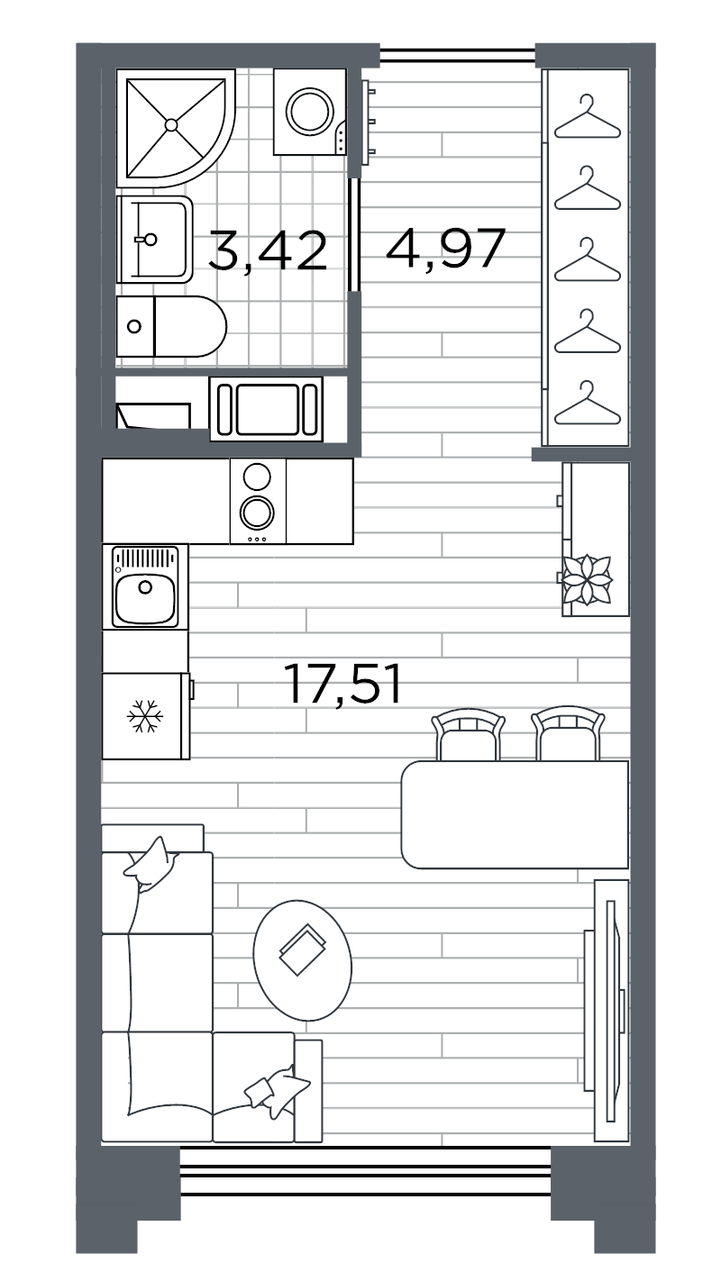 Планировка: Студия, 25,9 м², 14 295 142 ₽