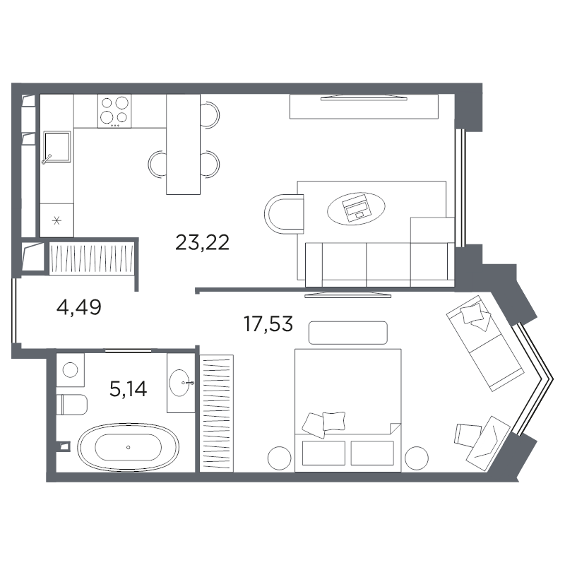 Планировка: 2 ккв (Евро), 50,4 м², 26 842 464 ₽