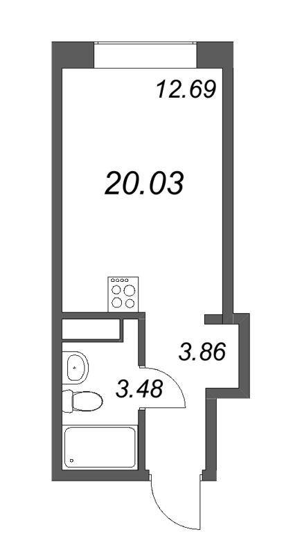 Планировка: Студия, 20,5 м², 17 416 067 ₽