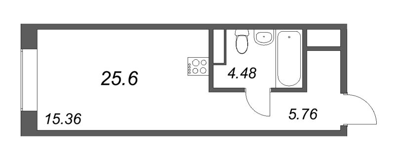 Планировка: Студия, 26,2 м², 19 545 597 ₽