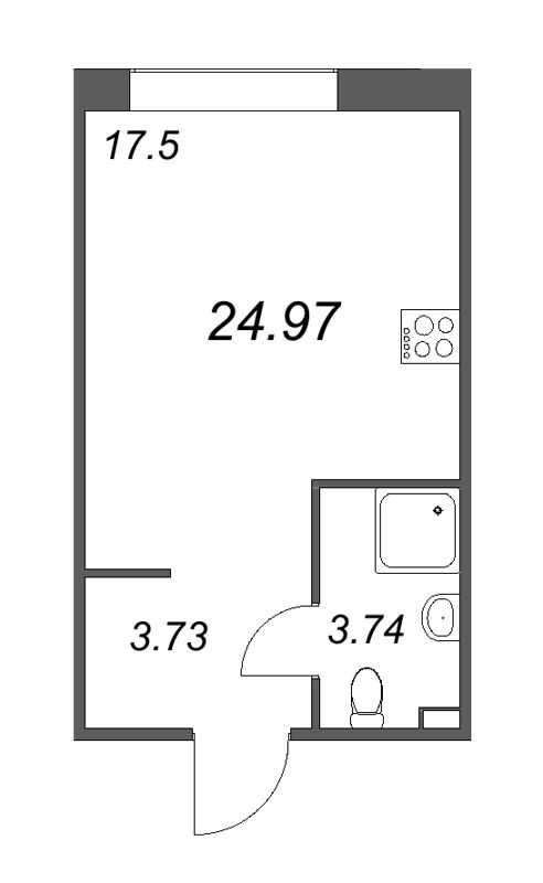 Планировка: Студия, 26,2 м², 18 544 824 ₽