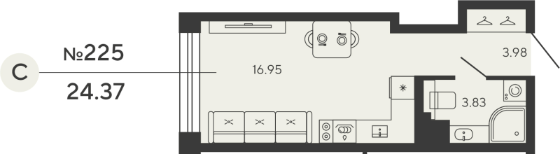 Планировка: Студия, 24,4 м², 13 257 280 ₽