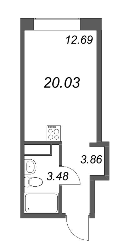 Планировка: Студия, 20,5 м², 17 416 067 ₽