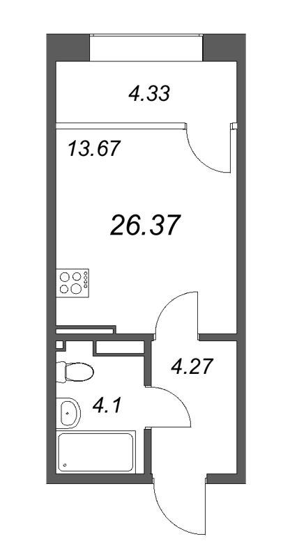Планировка: Студия, 27,1 м², 19 031 925 ₽