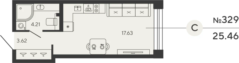 Планировка: Студия, 33 м², 16 490 536 ₽