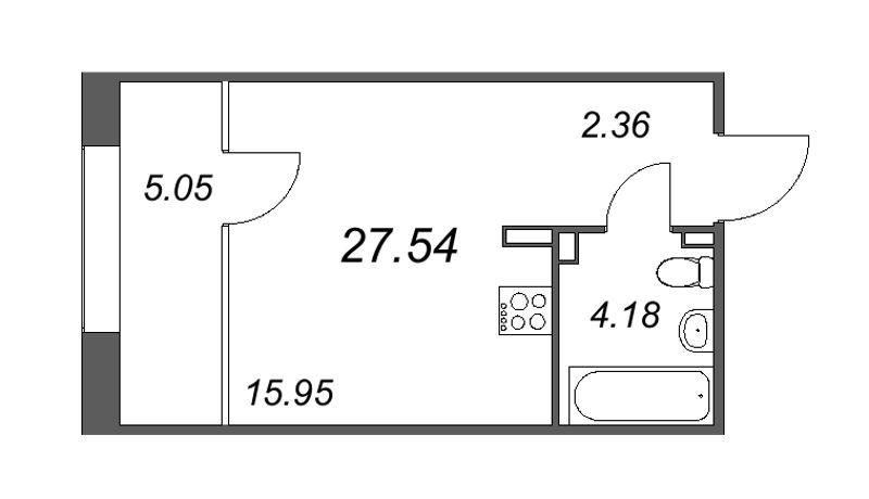 Планировка: Студия, 28,2 м², 17 975 936 ₽