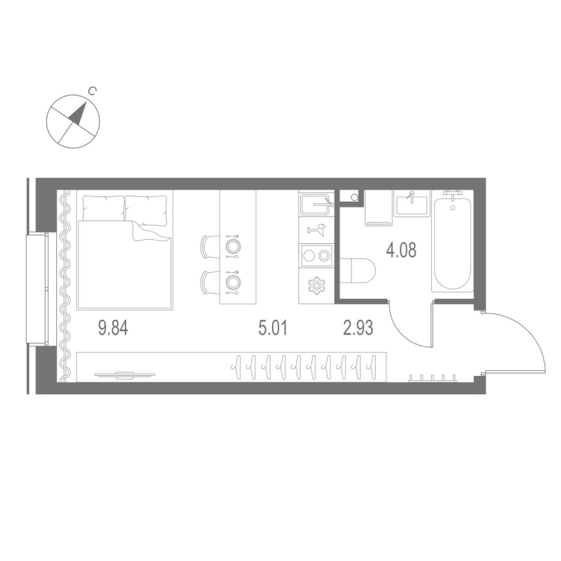 Планировка: Студия, 21,9 м², 12 023 000 ₽