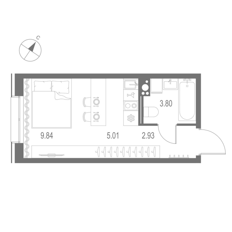 Планировка: Студия, 21,6 м², 16 185 000 ₽