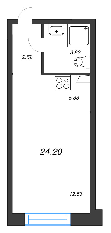 Планировка: Студия, 24,2 м², 15 246 000 ₽