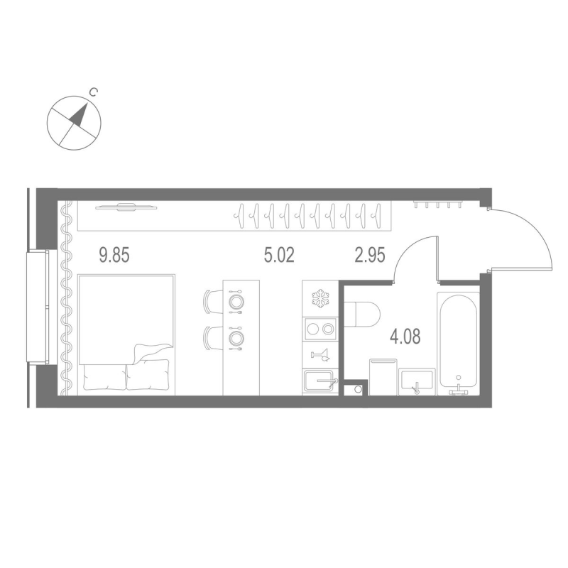 Планировка: Студия, 21,9 м², 12 045 000 ₽