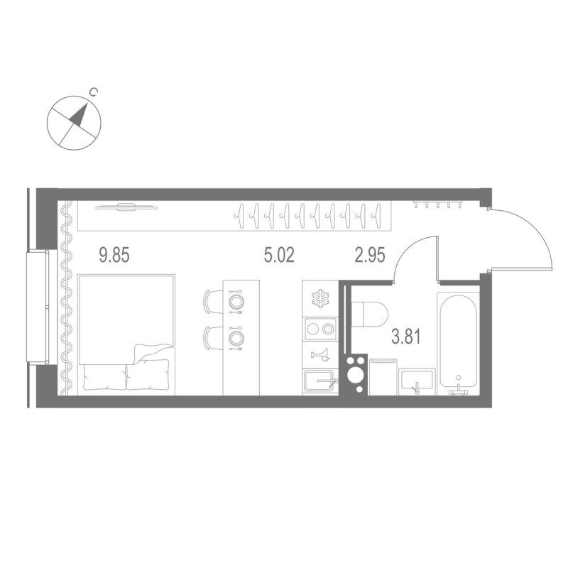 Планировка: Студия, 21,6 м², 16 222 500 ₽
