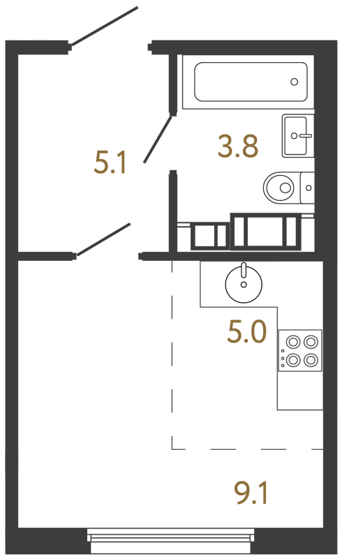 Планировка: Студия, 23 м², 8 365 992 ₽