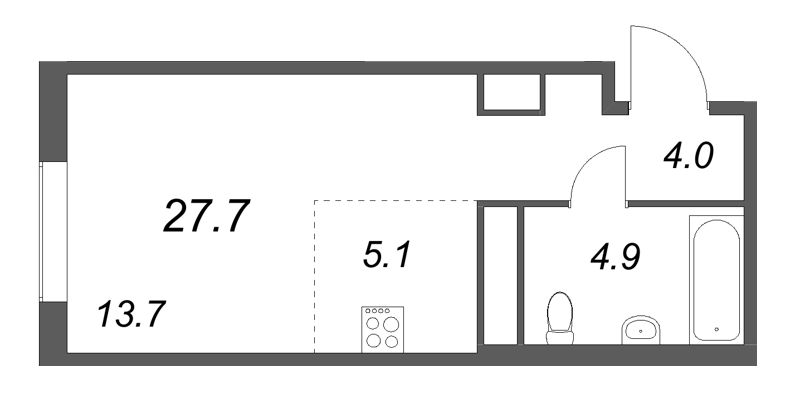 Планировка: Студия, 27,7 м², 13 945 115 ₽