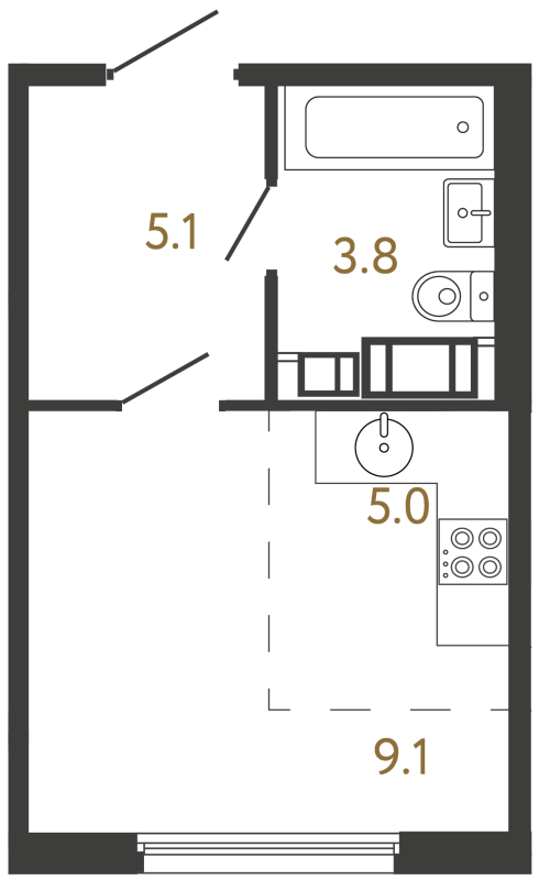 Планировка: Студия, 23 м², 8 365 992 ₽