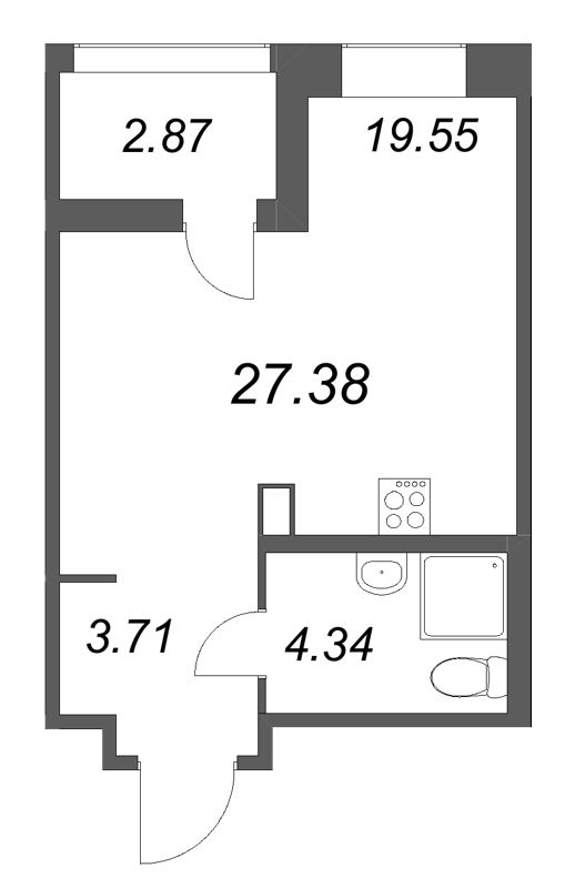 Планировка: Студия, 27,4 м², 8 608 101 ₽