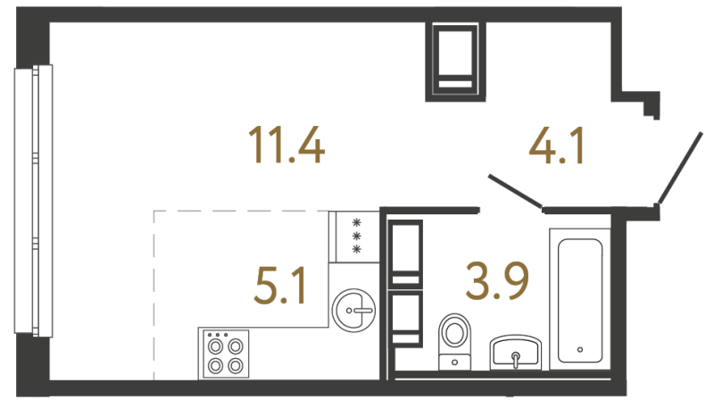 Планировка: Студия, 24,5 м², 11 839 304 ₽