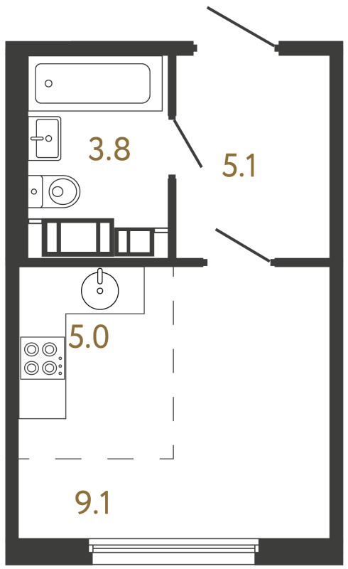 Планировка: Студия, 23 м², 8 100 288 ₽