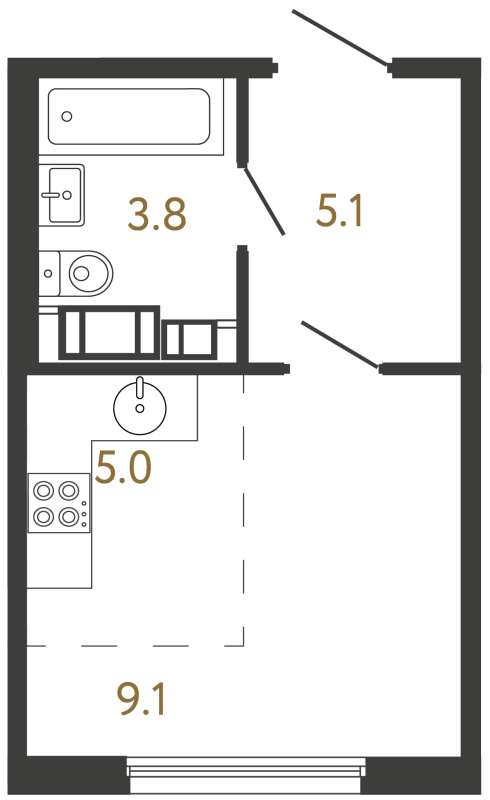 Планировка: Студия, 23 м², 8 365 992 ₽