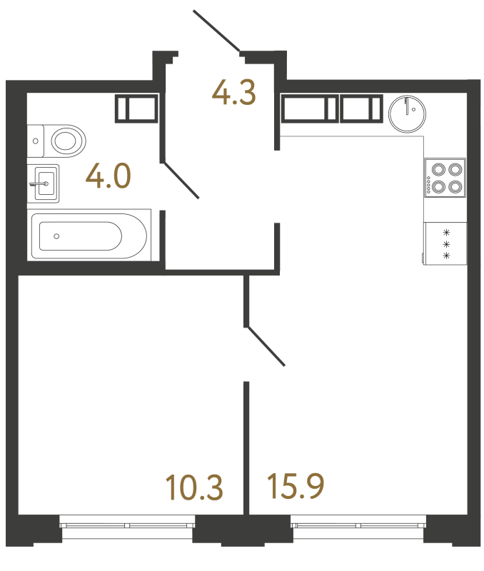 Планировка: 2 ккв (Евро), 34,5 м², 13 674 513 ₽