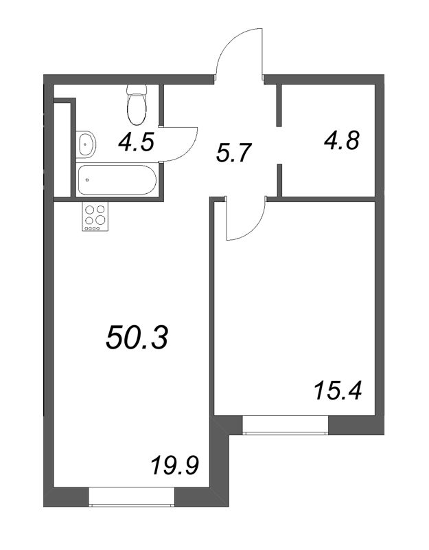 Планировка: 2 ккв (Евро), 50,3 м², 35 514 939 ₽