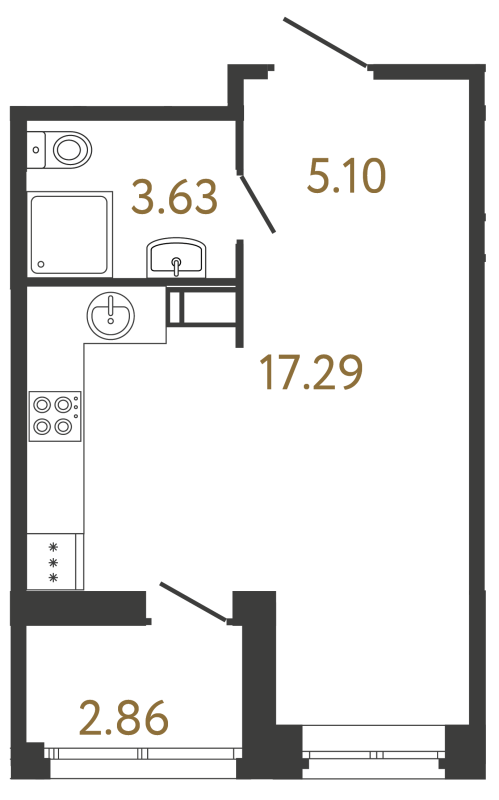 Планировка: Студия, 26 м², 8 588 849 ₽