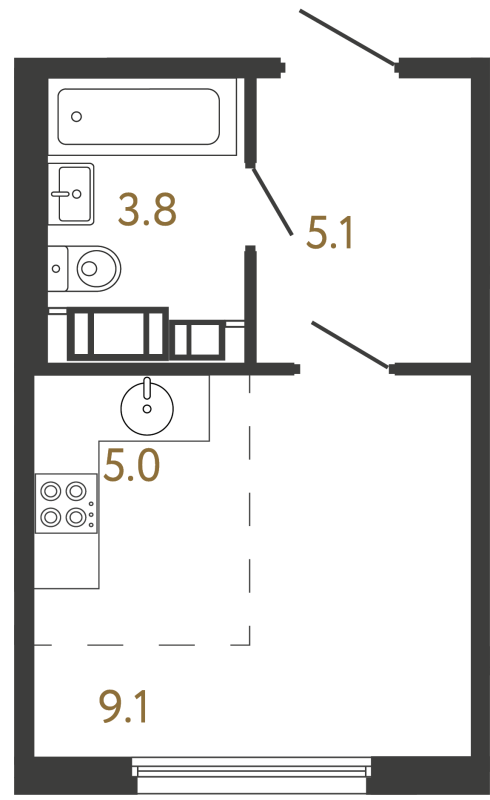 Планировка: Студия, 23 м², 8 365 992 ₽