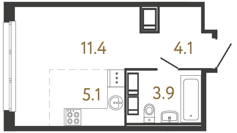 Планировка: Студия, 24,5 м², 12 682 467 ₽