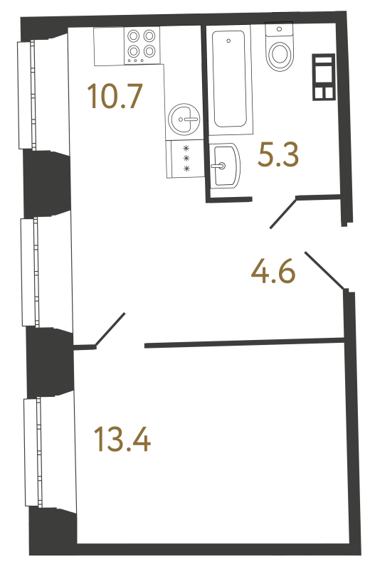 Планировка: 1 ккв, 34 м², 18 713 058 ₽