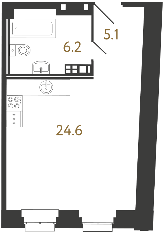 Планировка: Студия, 35,9 м², 25 021 187 ₽