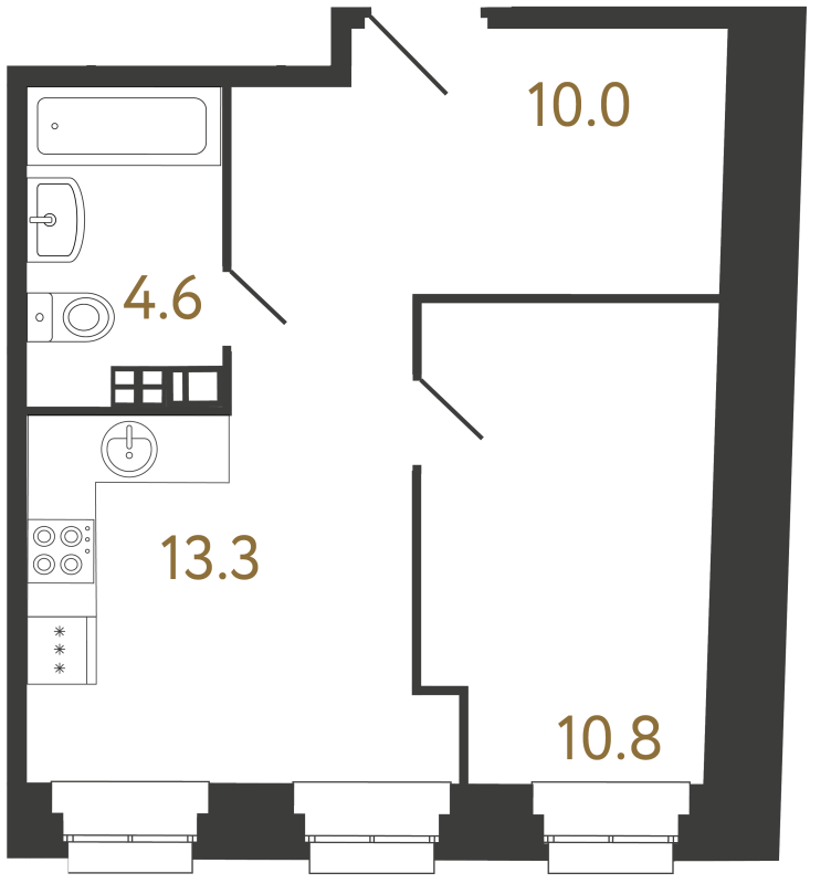 Планировка: 1 ккв, 38,7 м², 23 228 998 ₽