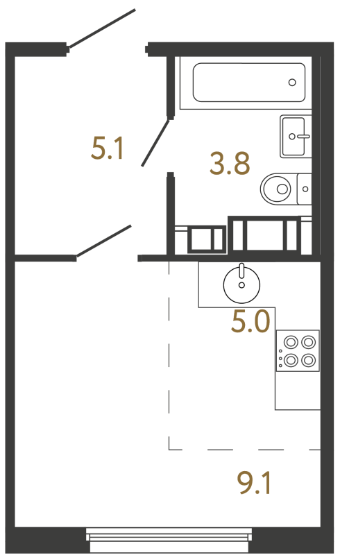 Планировка: Студия, 23 м², 8 365 992 ₽