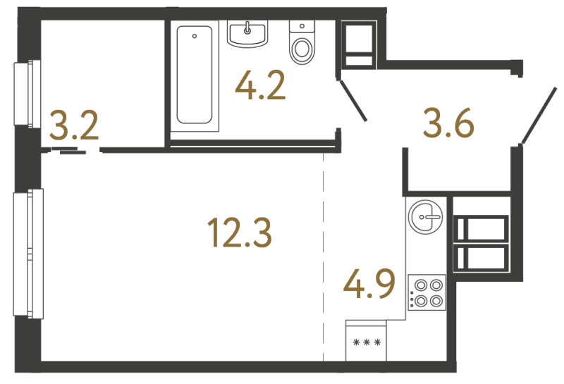 Планировка: Студия, 28,2 м², 13 620 209 ₽