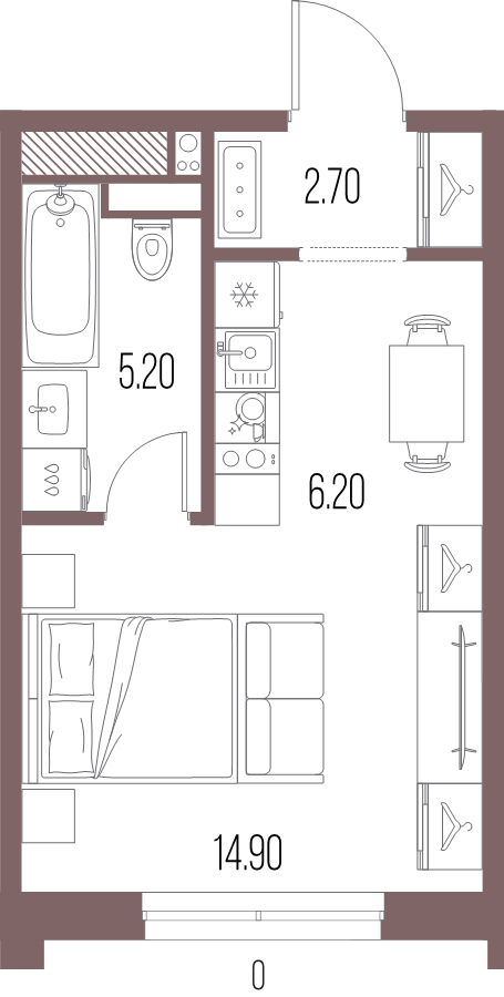 Планировка: Студия, 29 м², 16 080 210 ₽